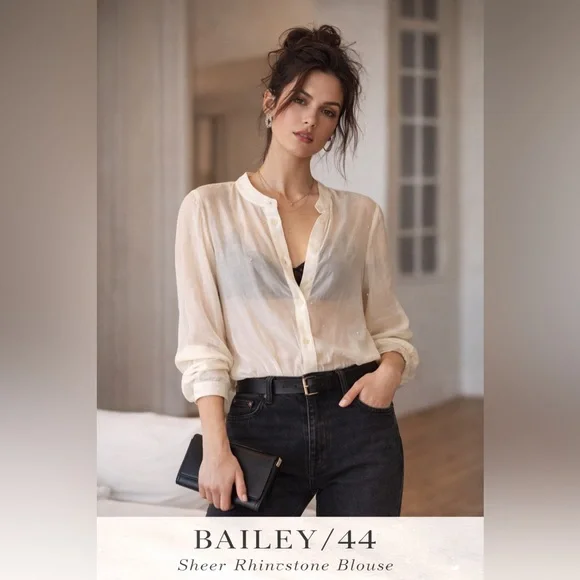 Bailey 44 Sheer Rhinestone Blouse - Picture 2 of 11